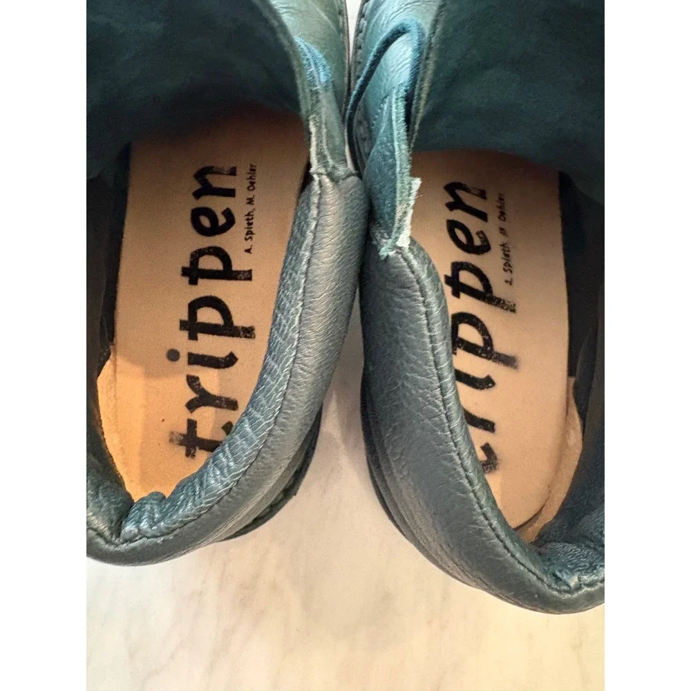 Trippen Idler Dark Teal Green Leather Chukka Ankle Boots Unisex 41 US 10 Germany